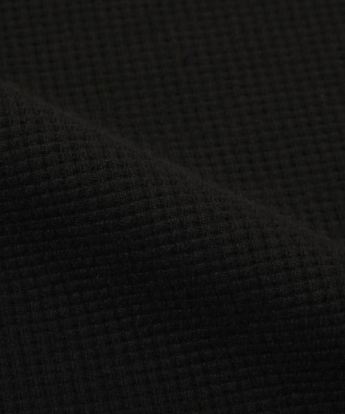 Cheap Trillion Waffle Ring Snap Henley Neck Long Sleeve [Black] TRST19BK