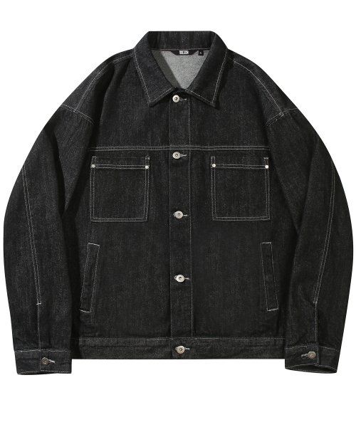 Trillion Washed Stitch Denim Jacket (Black) TRSJK01BK