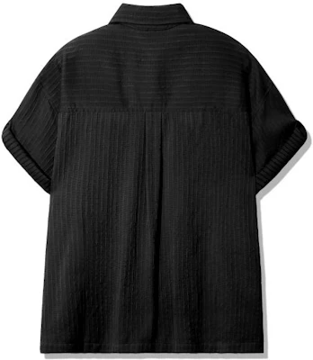 TRILLION Kemeja Hitam Oversized Lengan Pendek Roll-Up Wrinkle Sheer TRSSH35BK Details for TRILLION Kemeja Hitam Oversized Lengan Pendek Roll-Up Wrinkle Sheer TRSSH35BK