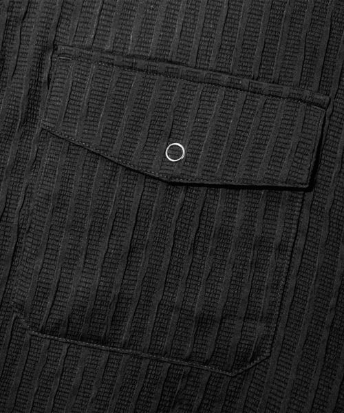 Cheap TRILLION Wrinkle Sheer Oversized Roll-Up Short Sleeve Shirt [Black] TRSSH35BK