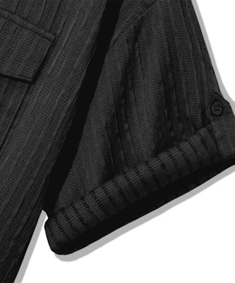TRILLION Kemeja Hitam Oversized Lengan Pendek Roll-Up Wrinkle Sheer TRSSH35BK 2