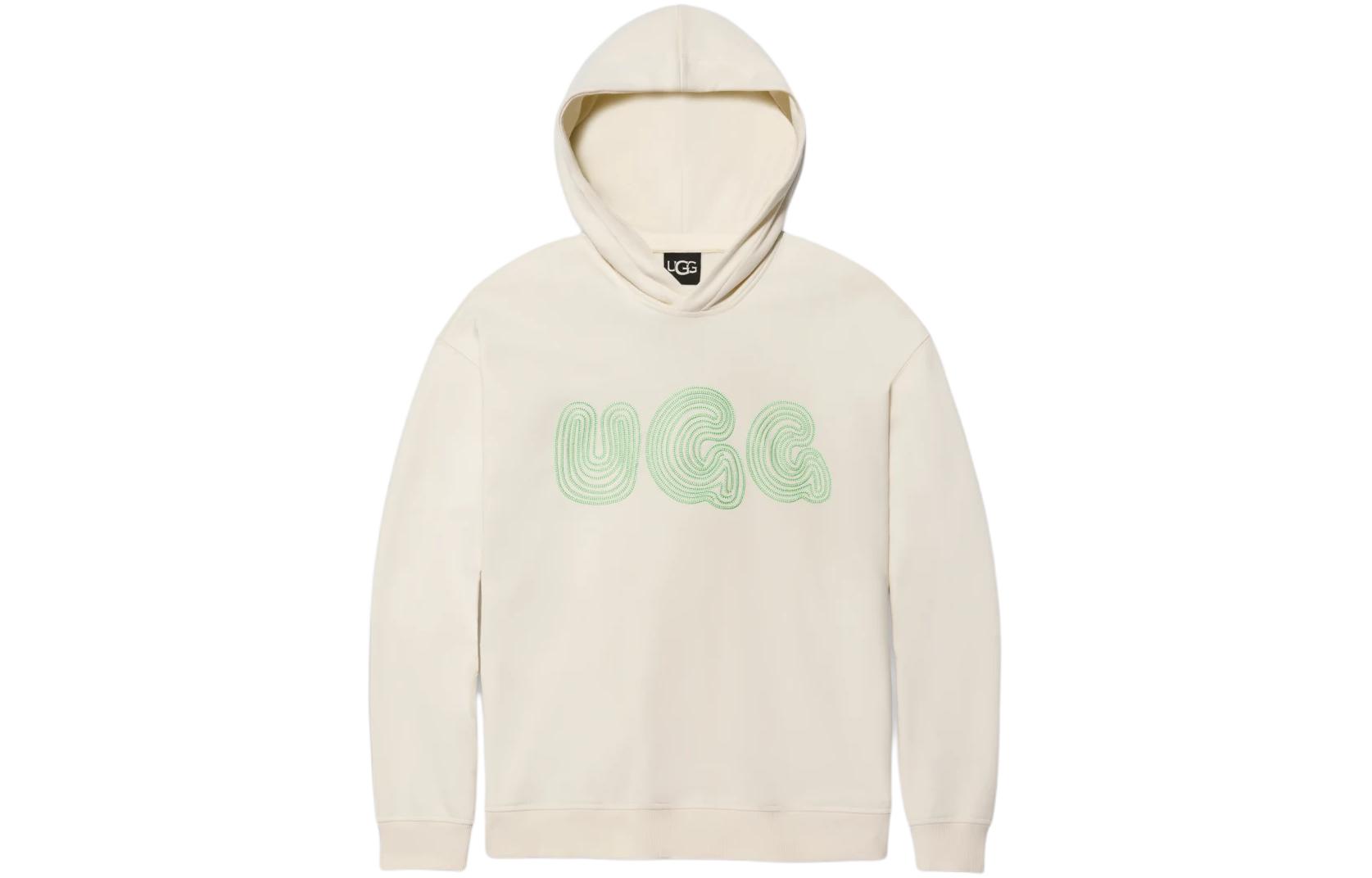 UGG All Gender Bubble Logo Hoodie Cream Unisex Embroidered Pullover Sweatshirt 1154336-CRM