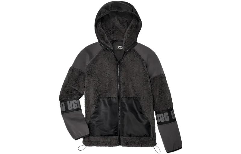 UGG All Gender Carrabella Fluff Zipper Hoodie Jacket Black 1144534-IMT