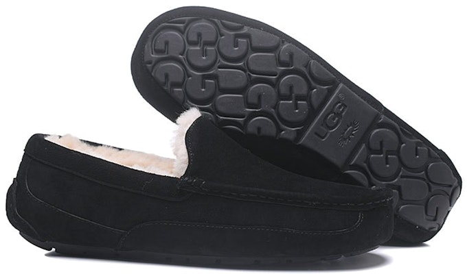 UGG Ascot 皮革拖鞋 保暖舒適 簡單慵懶運動休閒鞋 黑色 Shop UGG Ascot 皮革拖鞋 保暖舒適 簡單慵懶運動休閒鞋 黑色