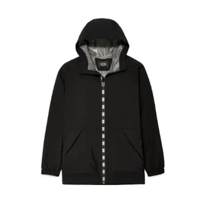 UGG Brennon Black Zip-Up Hooded Raincoat Jacket 1136810-TARR