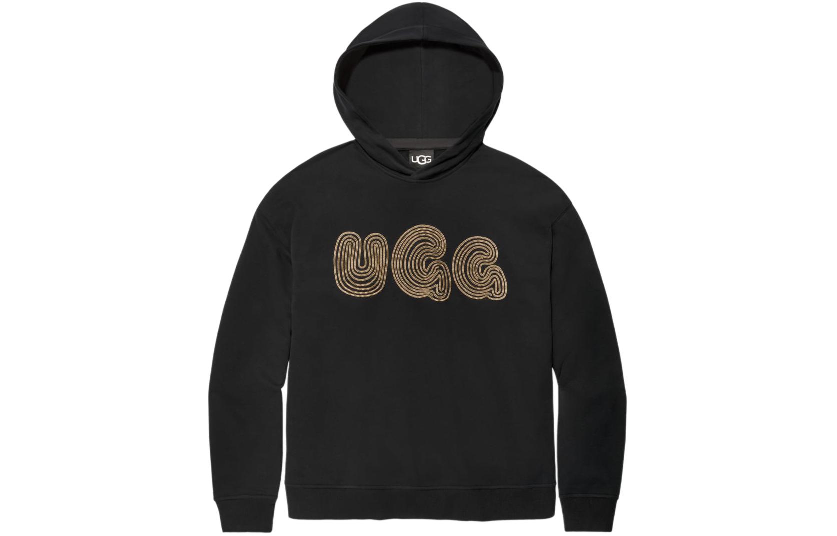 UGG Bubble Logo Hoodie Black Unisex Pullover Long-Sleeve Sweatshirt 1154336-TARR