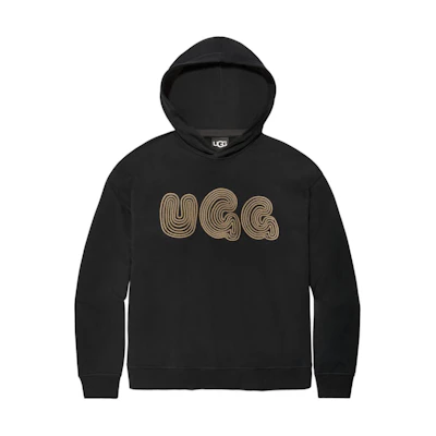 UGG Bubble Logo Hoodie Black Unisex Pullover Long-Sleeve Sweatshirt 1154336-TARR