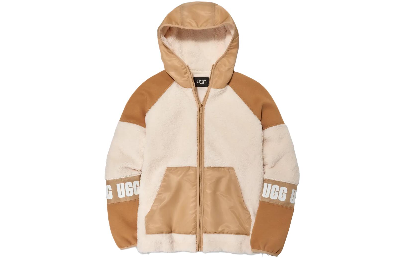 UGG Carrabella Fluff Logo Zip Hoodie Jacket Brown Unisex 1144534-PTMLT