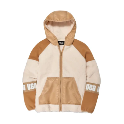 UGG Carrabella Fluff Logo Zip Hoodie Jacket Brown Unisex 1144534-PTMLT
