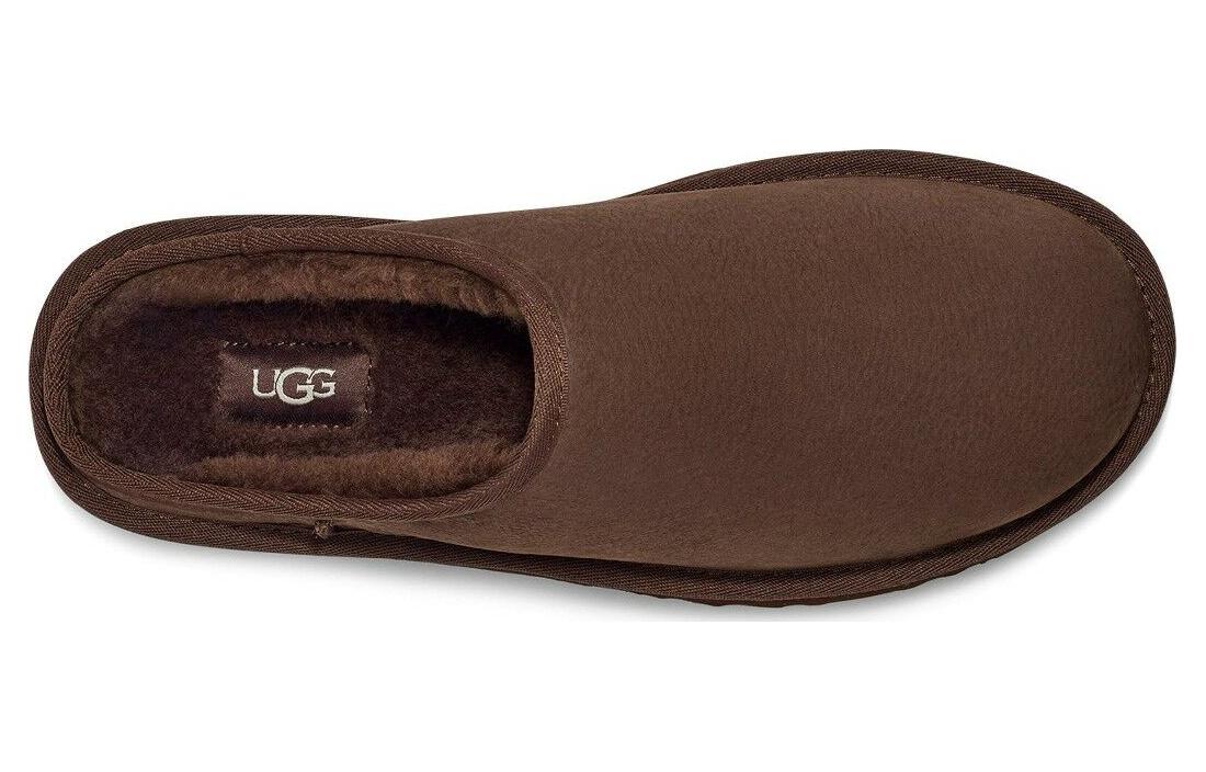 Shop UGG 皮革 圓頭套穿 舒適簡約 包頭拖鞋 男款 棕色