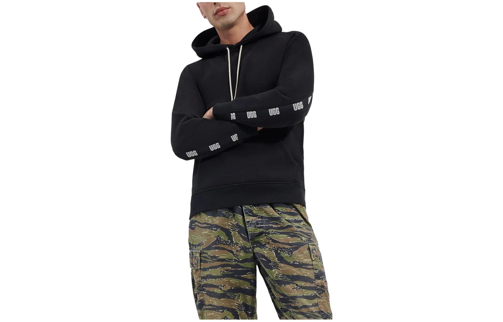 UGG Court Hoodie Black Pullover with Letter Print 1144319-TARR