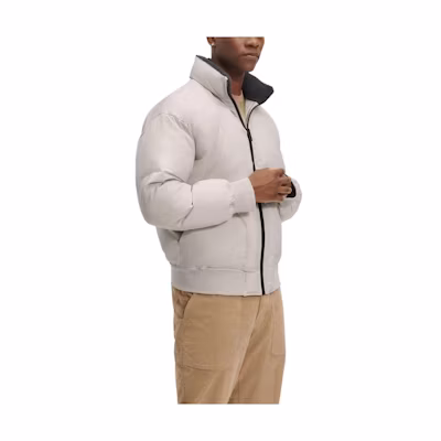 UGG Damion Sherpa Puffer Jacket Gray Solid Stand-Collar Zip-Up 1132330-CLOUD