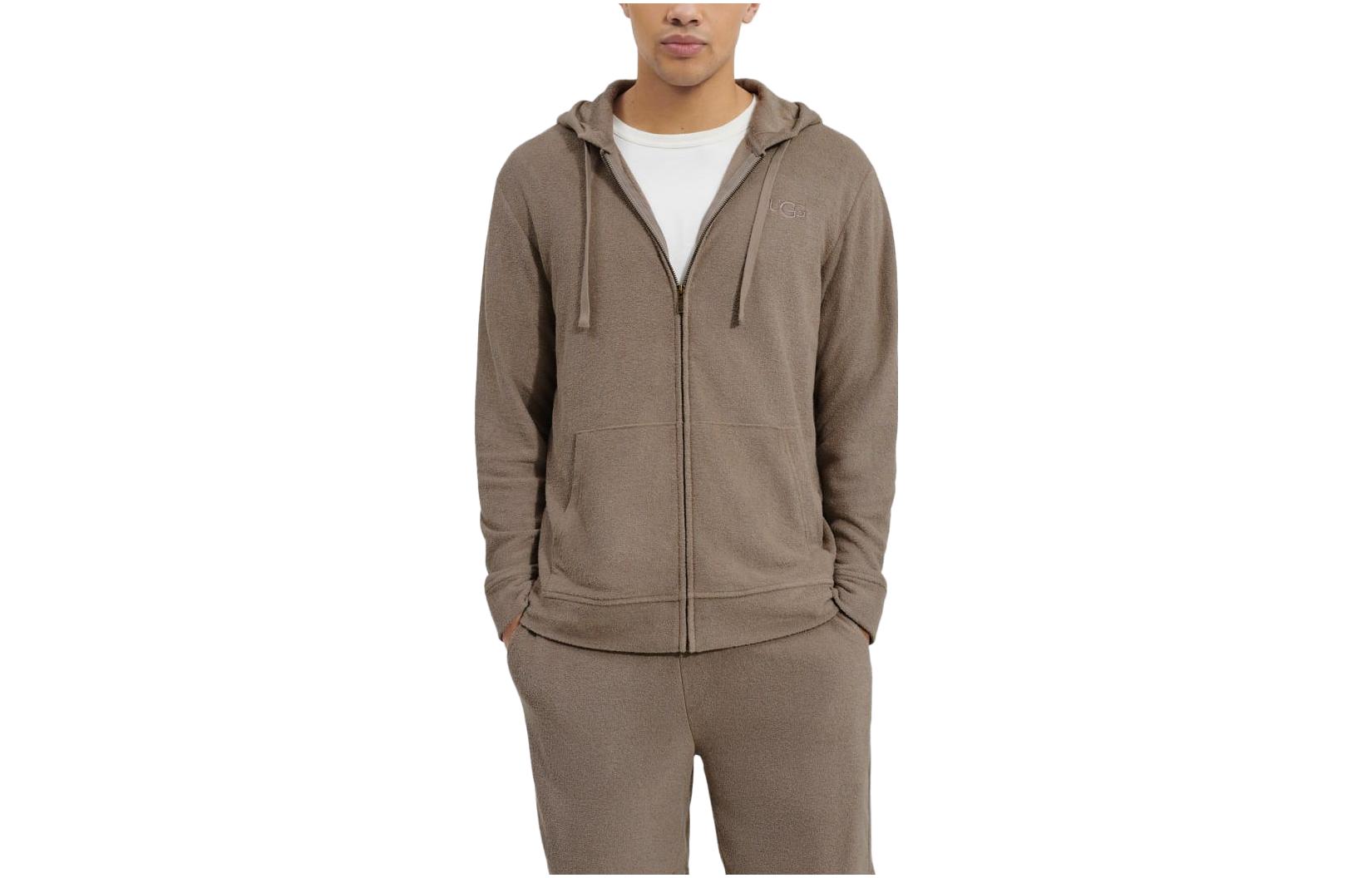 UGG Edmond Solid Color Zip Hoodie Khaki 1136936-WFG