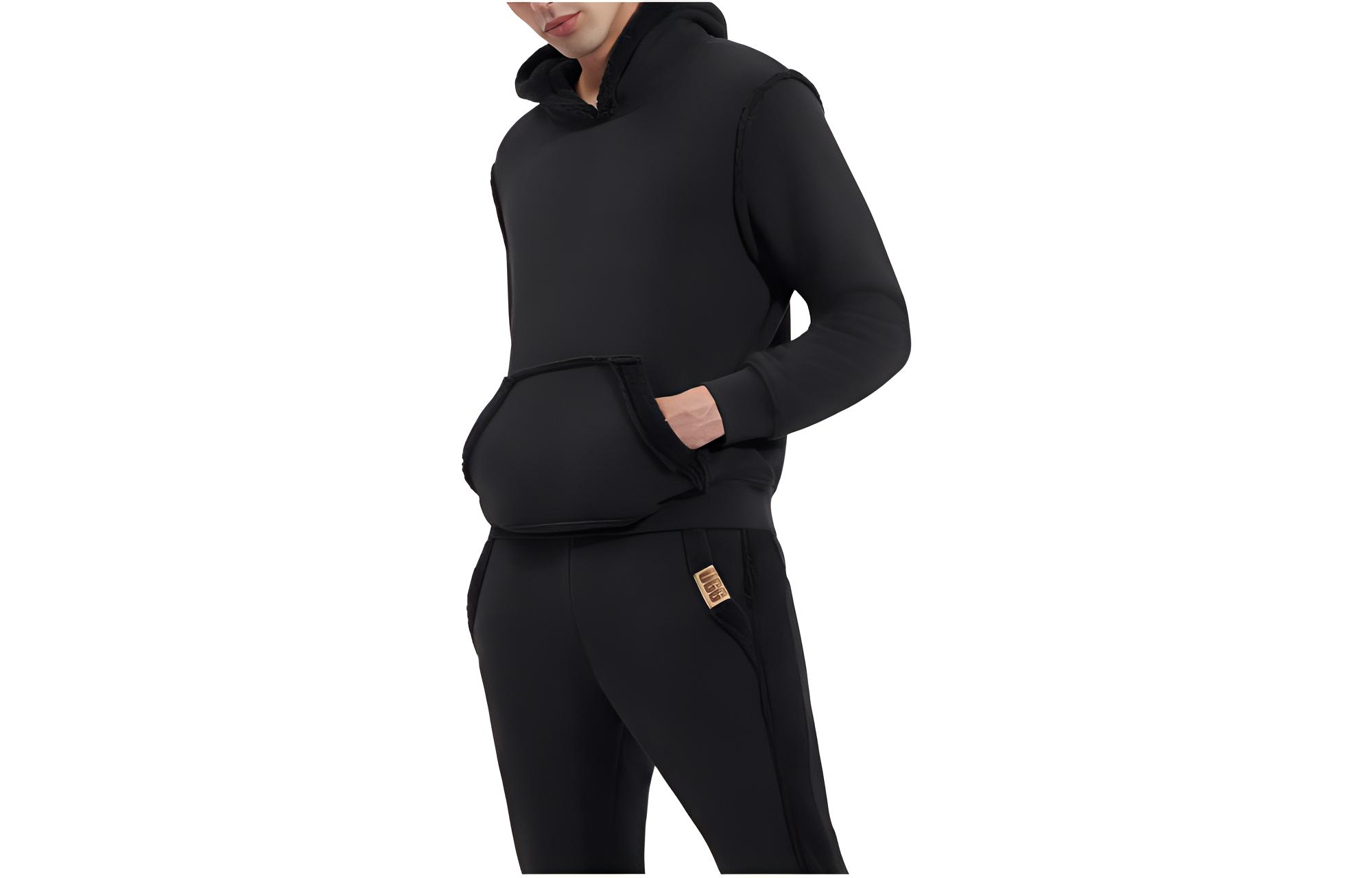 UGG Evren Bonded Fleece Hoodie Colorblock Pullover Men’s Black 1144323-TARR