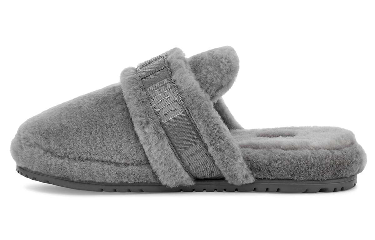 Buy UGG Fluff 簡潔保暖毛絨時尚涼拖 灰色