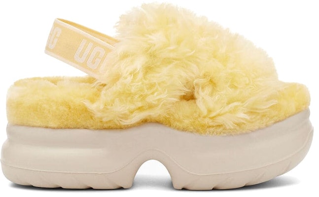 UGG Fluff Sugar 時尚厚底毛絨涼鞋 黃色 Order UGG Fluff Sugar 時尚厚底毛絨涼鞋 黃色