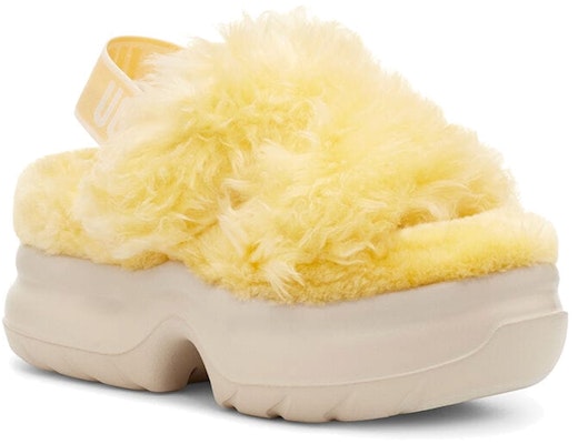 UGG Fluff Sugar 時尚厚底毛絨涼鞋 黃色 Lookbook UGG Fluff Sugar 時尚厚底毛絨涼鞋 黃色