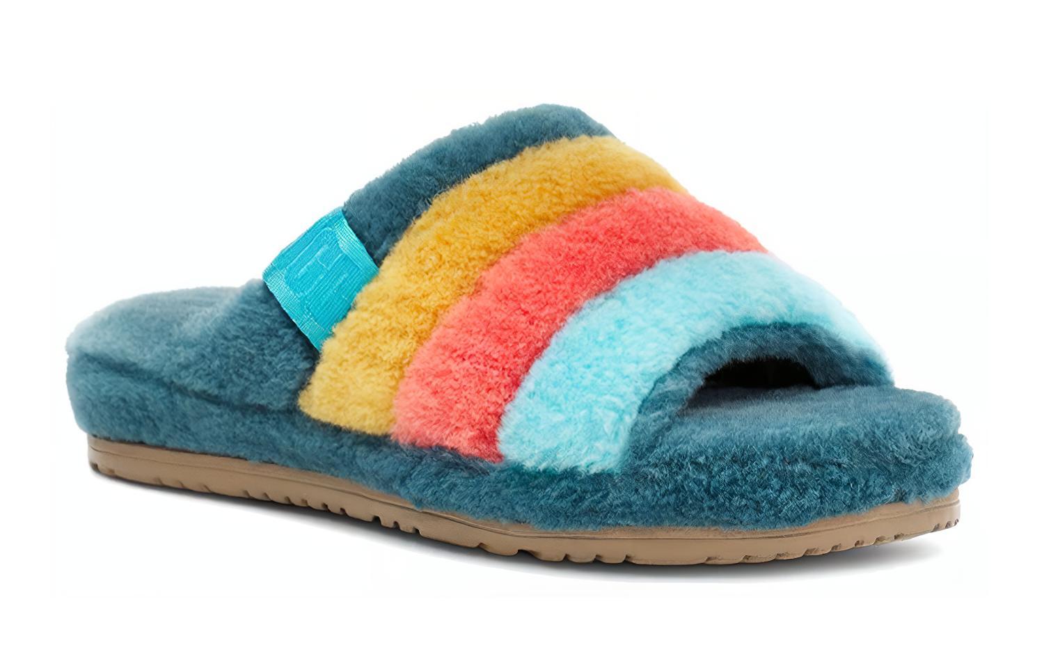 Lookbook UGG Fluff You 舒適保暖 毛絨時尚拖鞋 海藍色