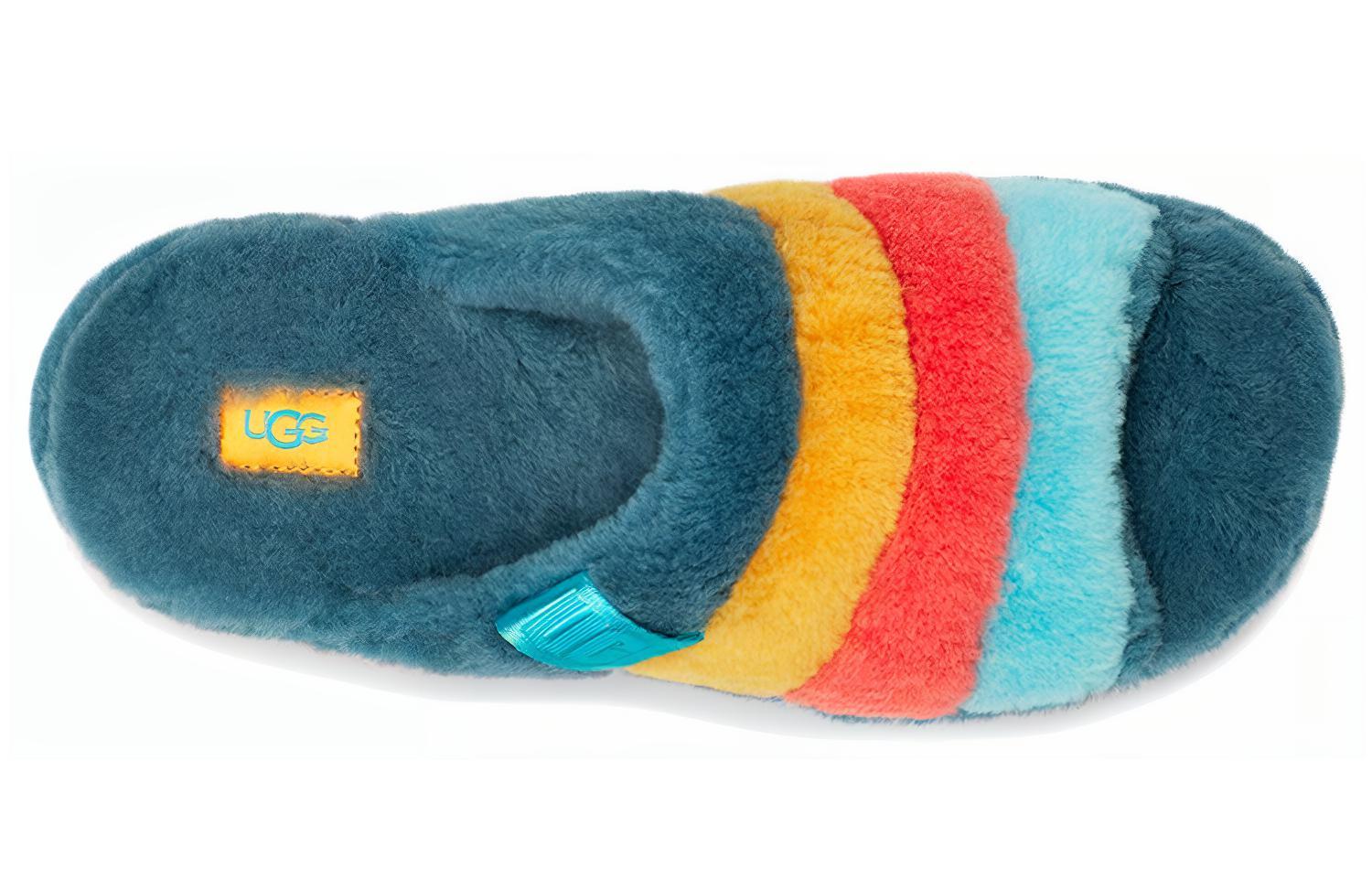 Shop UGG Fluff You 舒適保暖 毛絨時尚拖鞋 海藍色