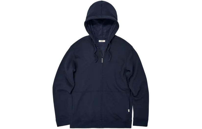 UGG FW23 Blue Zip-Up Hoodie Long Sleeve Solid Color 1103584-NAVY
