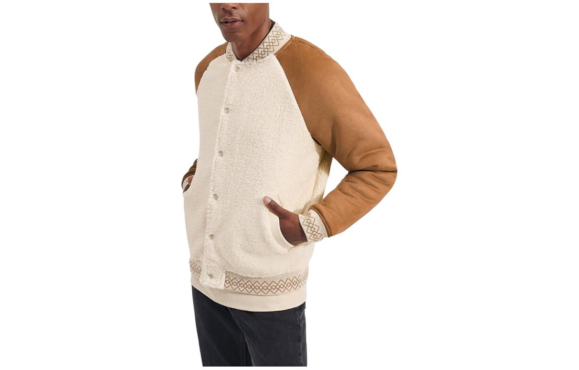 UGG FW23 Colorblock Snap-Button Varsity Jacket Off-White 1146550-CCSTN