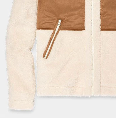 UGG FW23 カラーブロック ジップアップ ジャケット - オフホワイト 1144314 Details for UGG FW23 カラーブロック ジップアップ ジャケット - オフホワイト 1144314