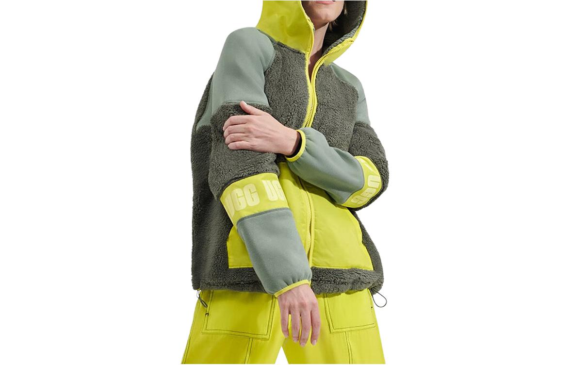 UGG FW23 Logo Letter Print Patchwork Zip Hoodie Jacket Unisex Green 1144534-HDML