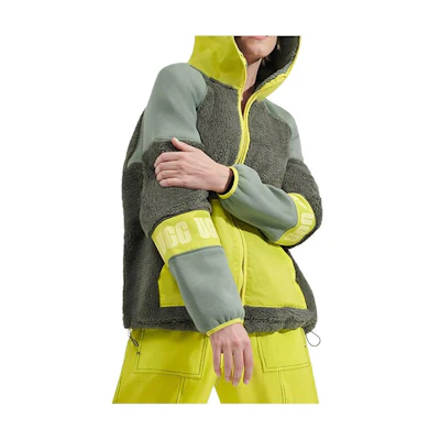 UGG FW23 Logo Letter Print Patchwork Zip Hoodie Jacket Unisex Green 1144534-HDML