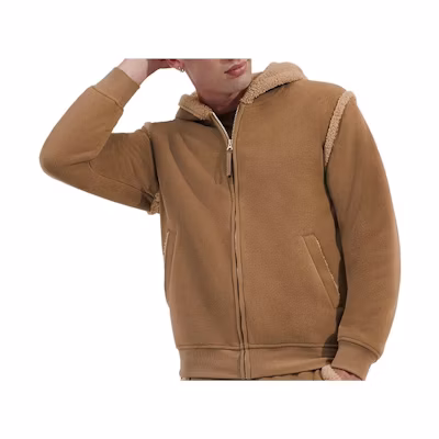 UGG FW23 Solid Color Fleece Zip-Up Hoodie Jacket - Chestnut Brown 1152390-CHE