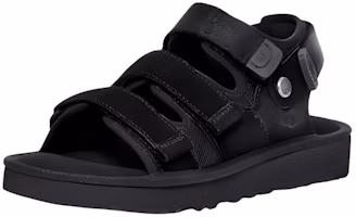 Order UGG 皮革 露趾魔術貼 一字帶涼鞋 男款 黑色