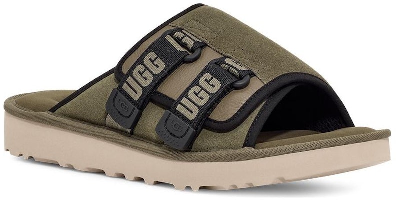 UGG 黃金海岸帶扣滑鞋 二層牛皮 舒適休閒 時尚涼鞋 男款 苔綠色 Lookbook UGG 黃金海岸帶扣滑鞋 二層牛皮 舒適休閒 時尚涼鞋 男款 苔綠色