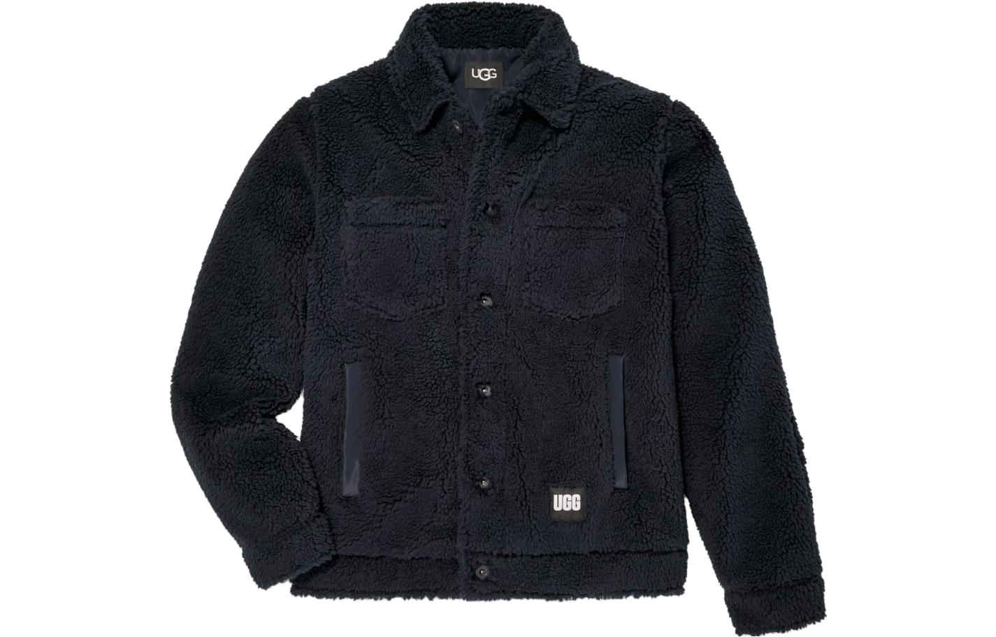 UGG Janson Fluff Trucker Jacket Black Solid Color Long Sleeve 1132331-ONYX