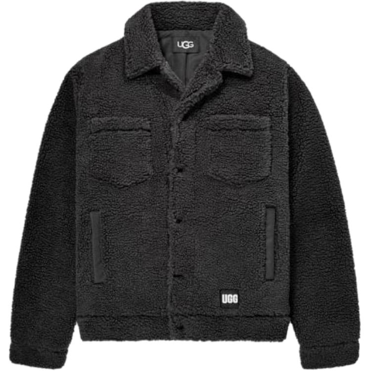 UGG Janson Sherpa Trucker Jacket Fitted Coat Dark Gray 1132331-DAS