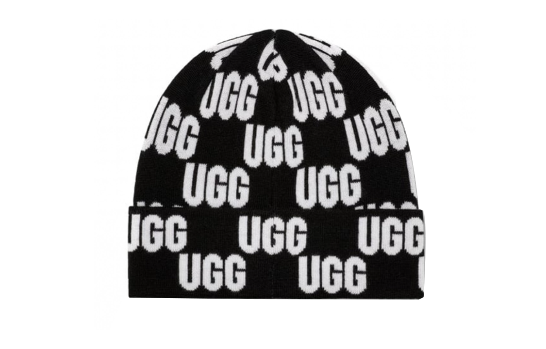 UGG Logo Beanie Acrylic Wool Nylon Unisex Couple Design - Black 22663-blkm