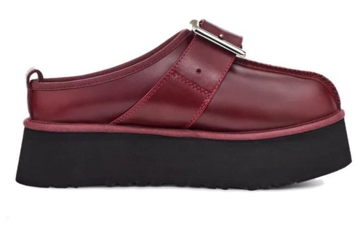 Order Opening Ceremony x UGG 皮革 厚底金属扣 時尚涼拖 男女同款 紅棕色