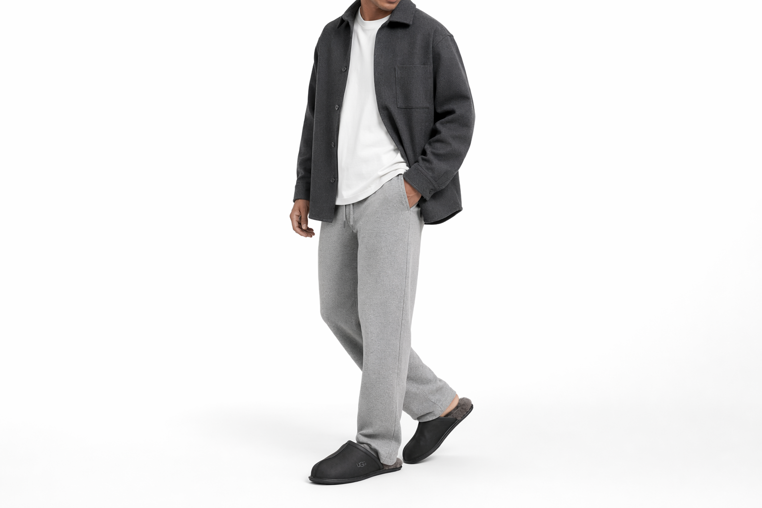 Order UGG 皮革 簡約休閒 時尚拖鞋 男款 黑色