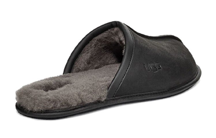 Details for UGG 皮革 簡約休閒 時尚拖鞋 男款 黑色