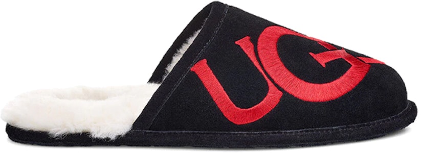 UGG スカフロゴ スリッパ 黒/赤 1101324-BLK Order UGG スカフロゴ スリッパ 黒/赤 1101324-BLK