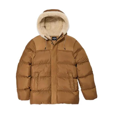 UGG Shasta Down Puffer Full-Zip Hoodie Jacket Brown Long Sleeve 1148910-CHE