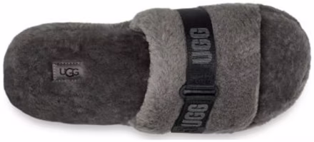 UGG 織物 毛絨鞋面露趾 時尚涼拖 男款 炭灰色 Lookbook UGG 織物 毛絨鞋面露趾 時尚涼拖 男款 炭灰色