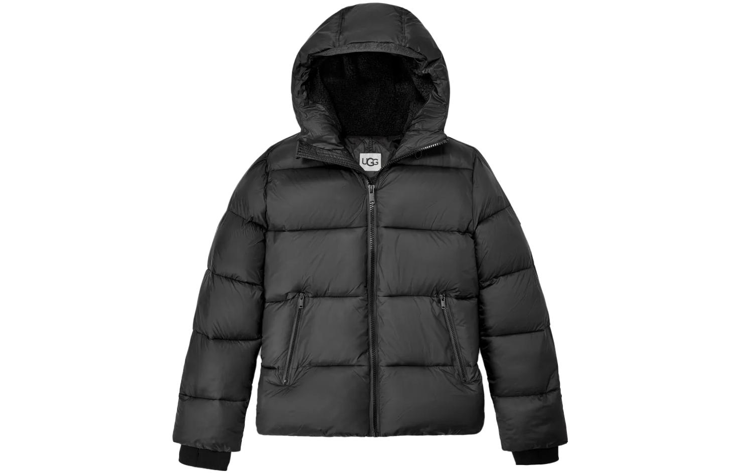 UGG Solid Color Hooded Zip-Up Jacket Black 1120656-BLK