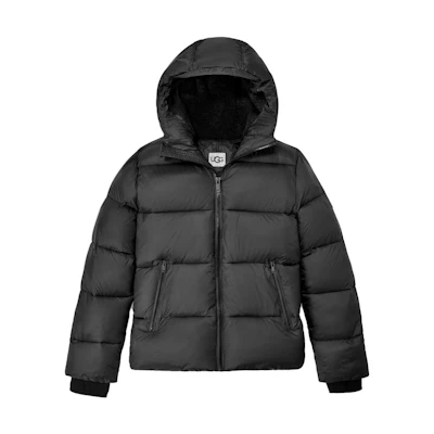 UGG Solid Color Hooded Zip-Up Jacket Black 1120656-BLK