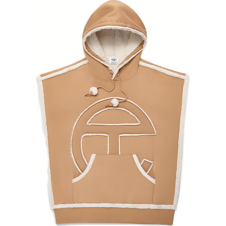 UGG Solid Embossed Print Sleeveless Hoodie Brown 1127819-CHE