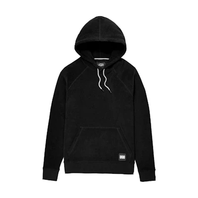 UGG SS23 Hoodie with Logo Patch in Charcoal Black 1133414-TARR