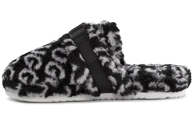 UGG Super Fluff Slipper 'Black White' 1120900-BWHT