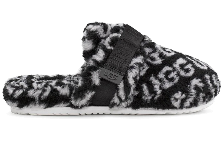 Order UGG Super Fluff Slipper 'Black White' 1120900-BWHT