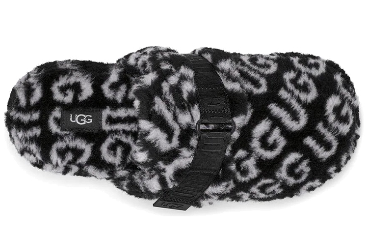 Shop UGG Super Fluff Slipper 'Black White' 1120900-BWHT