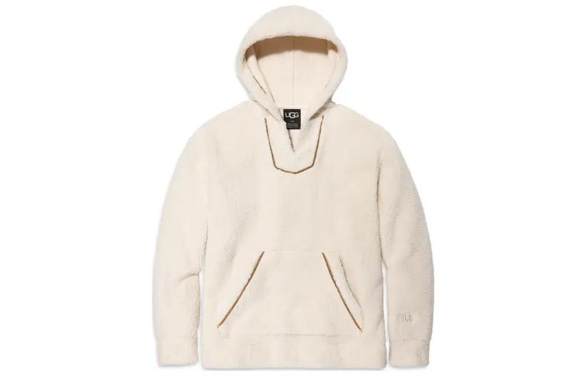 UGG Unisex Sandbar Hoodie Cream White with Embroidered Lettering 1152968-CRM