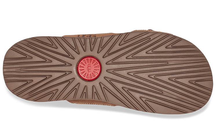 Shop UGG Winscott 双面皮革'金属扣休闲'拖鞋 栗色 1124901-CHE