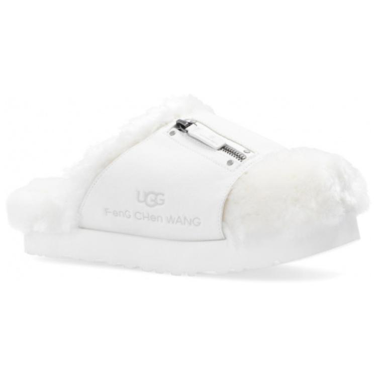 Lookbook Feng Chen Wang x UGG 聯名款 舒適保暖 毛毛時尚涼鞋 女款 白色